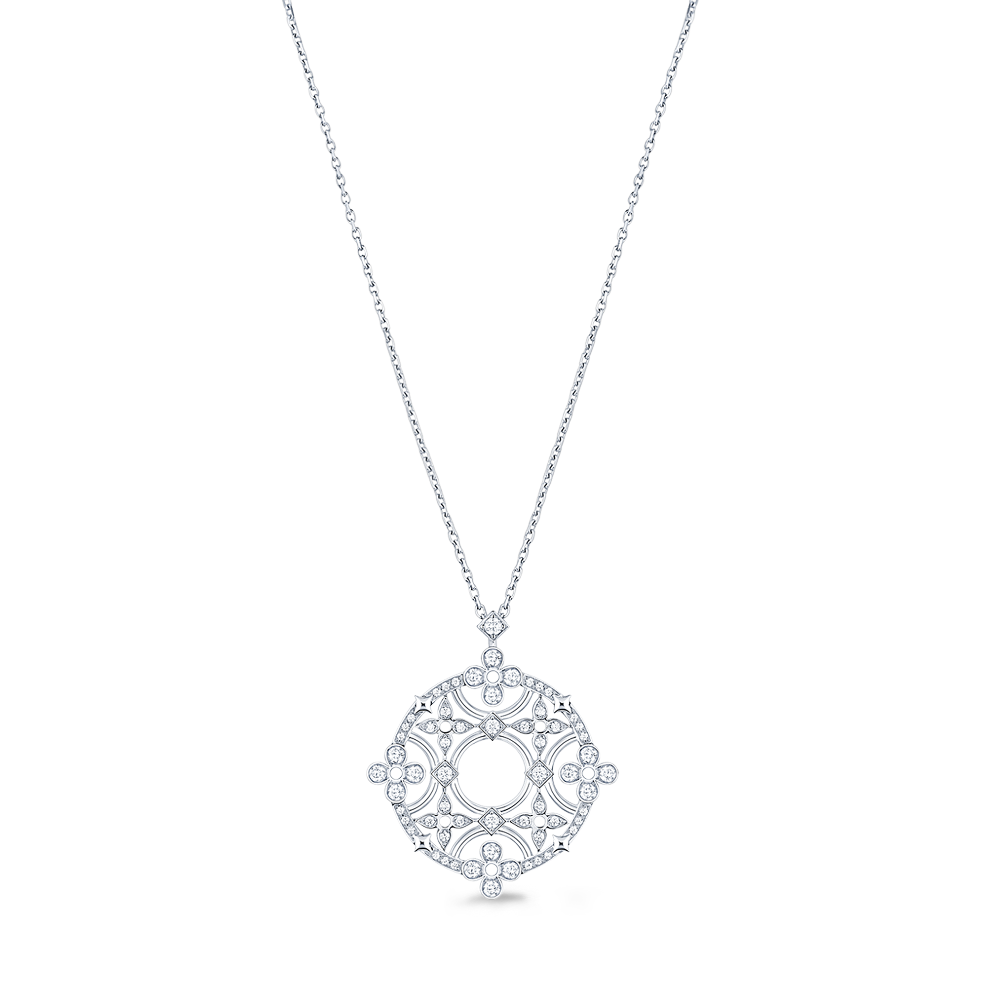 メダリオンネックレス ダンテル（ホワイトゴールド×ダイヤモンド